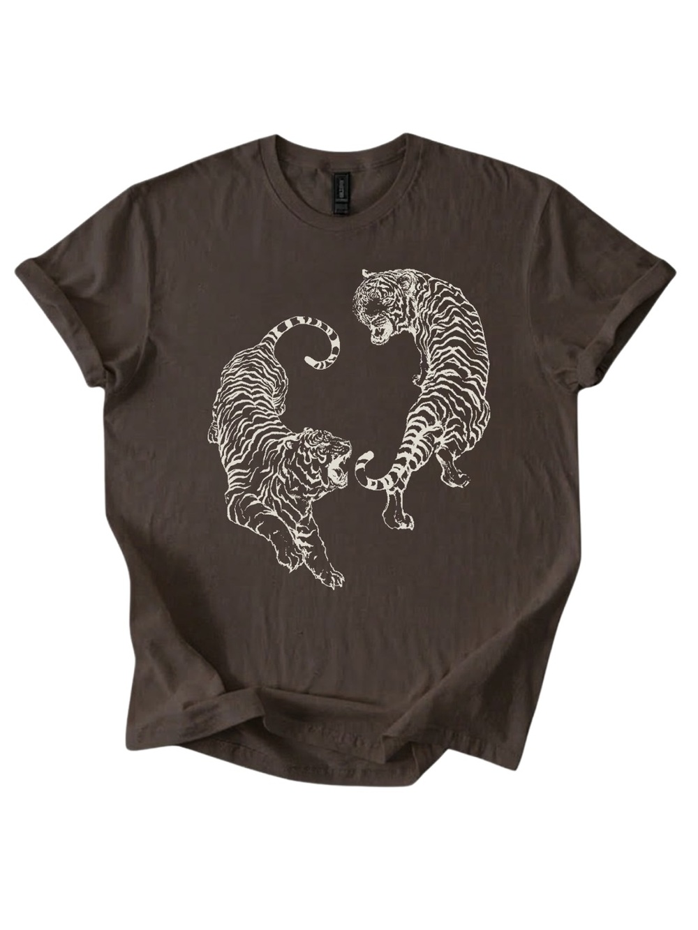 Gildan Brown Tiger Graphic Tee